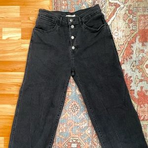 Levi’s Mile High Cropped Wide-Leg Jeans Washed Black